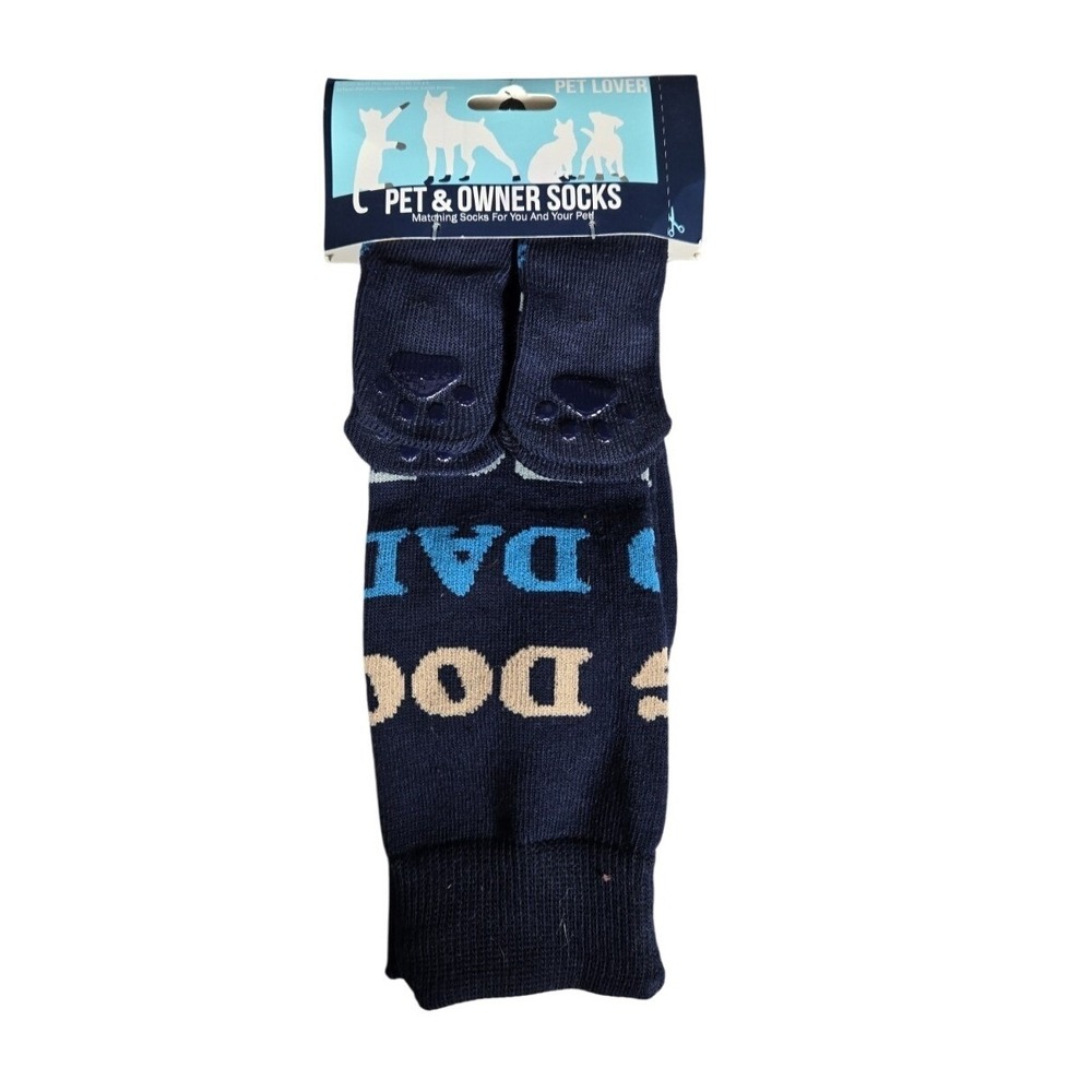 Pet & Owner Socks Navy Blue Dog Dad Matching Set Adult Size 10-13 Small Breed